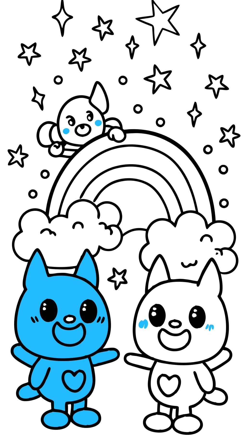 Blue Rainbow Friends Coloring Pages